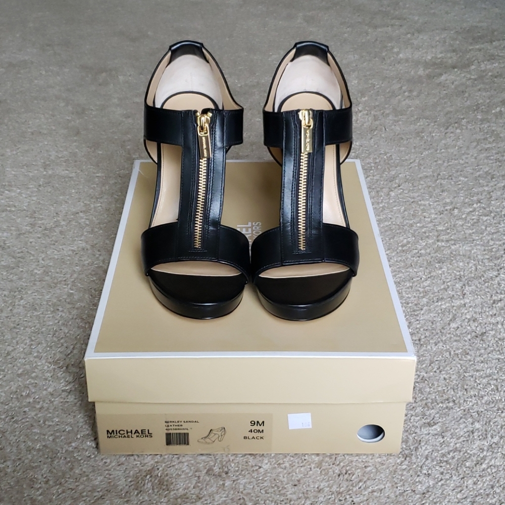 Michael Kors Black Berkley Leather Sandal